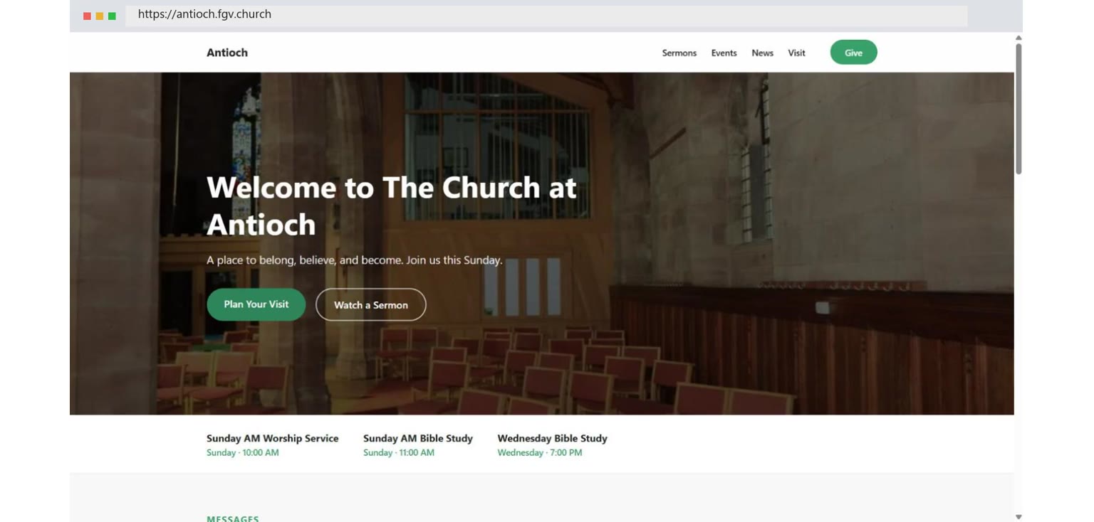 Church website builder